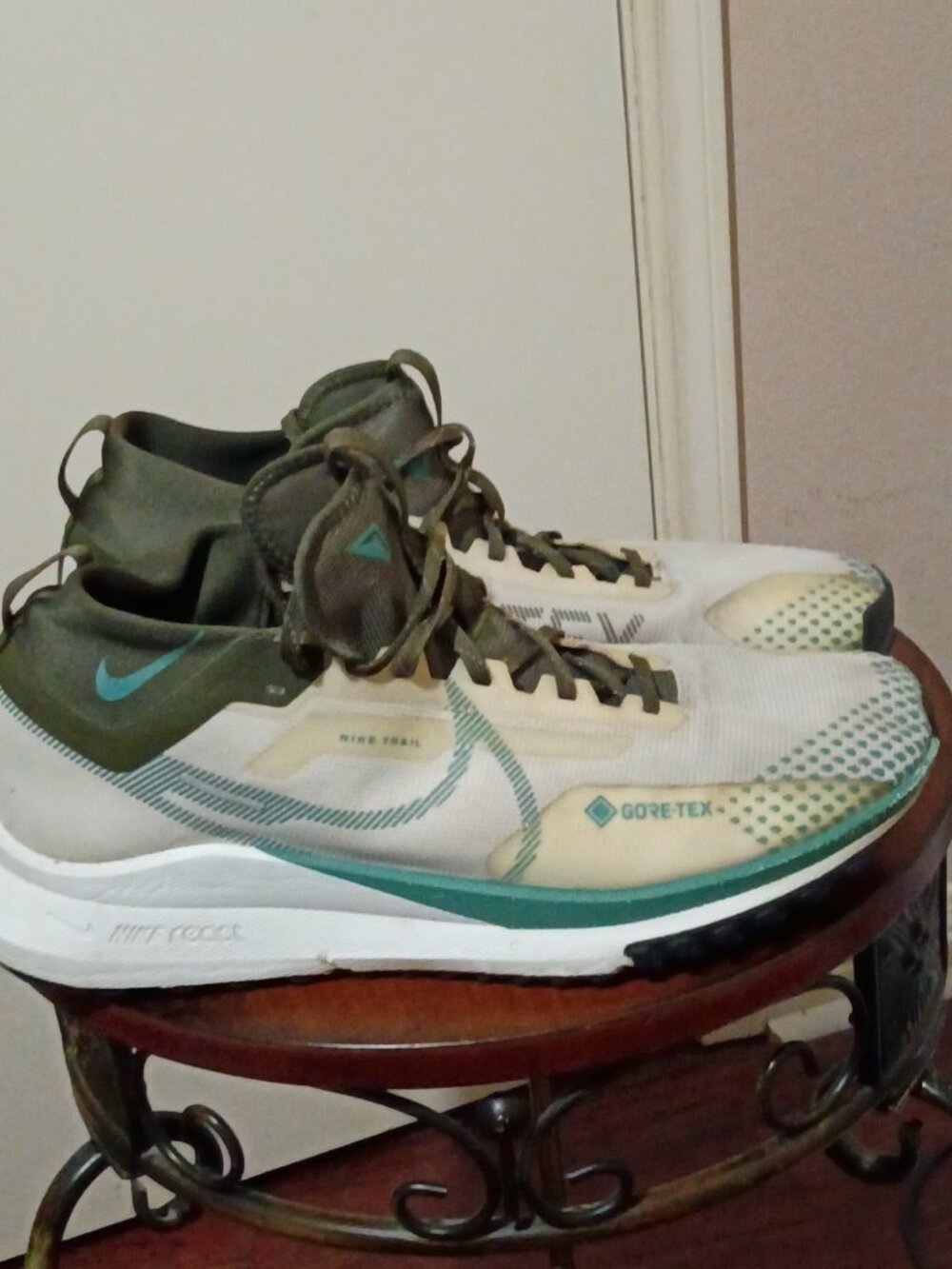 Nike Pegasus Trail 3 GTX Gore-Tex Waterproof Running White Green Mens Size 12.5
